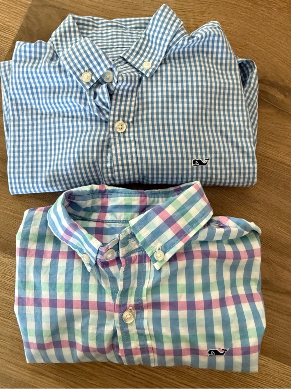 Boys Vineyard Vines Shirt Lot Size Small 8-10 Whale Button Down Plaid Blue